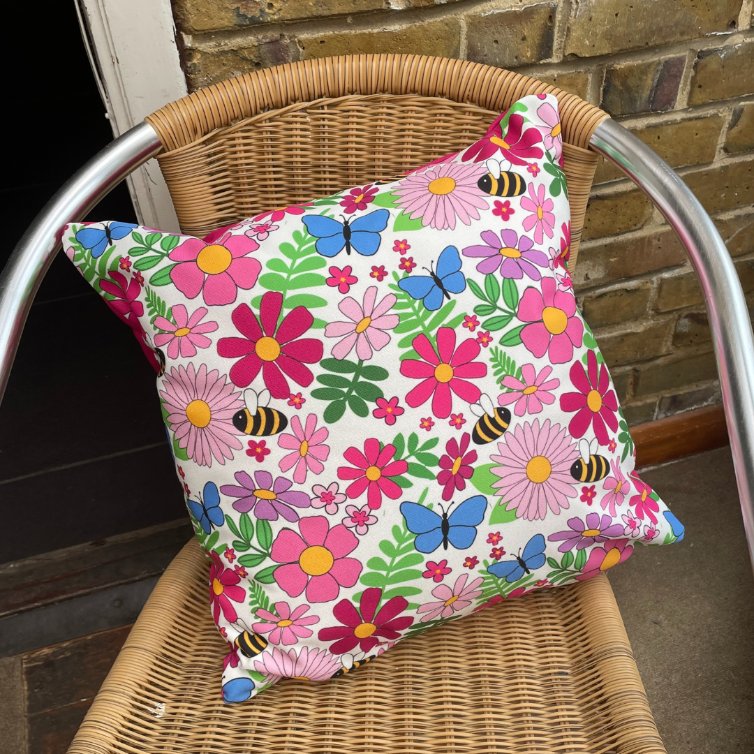 2 Butterflies and bees cushion